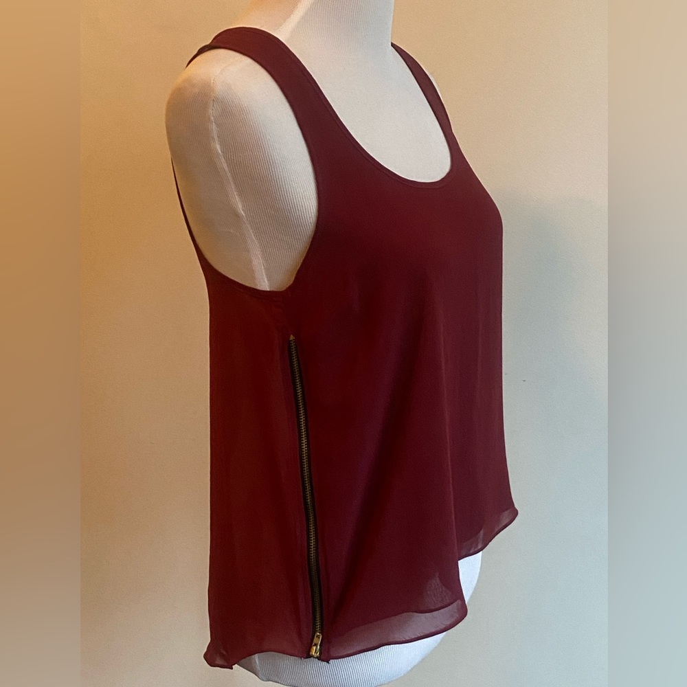 TOPSHOP Womens Maroon Zipper Tank Top - Size 36 / US 4
